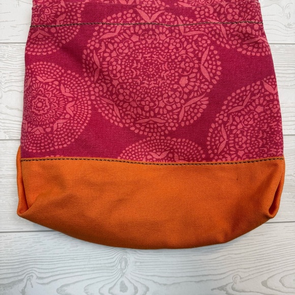 Fossil Lena Canvas Crossbody Pink/Orange Medallion Floral Purse - Picture 6 of 10